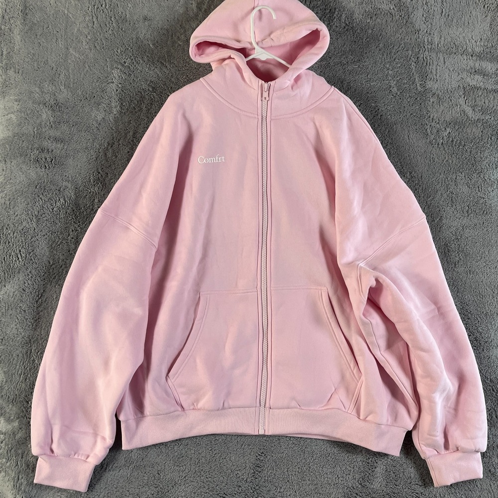 Comfrt Cloud Hoodie Womens 2XL Pink Oversized Heavyweight Long Sleeve Full Zip